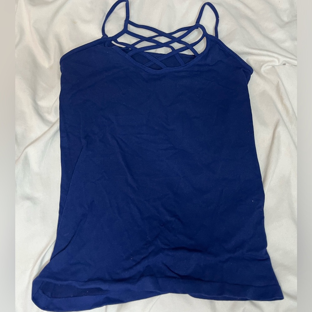 Reversible. Criss cross pattern Blue and navy tank top